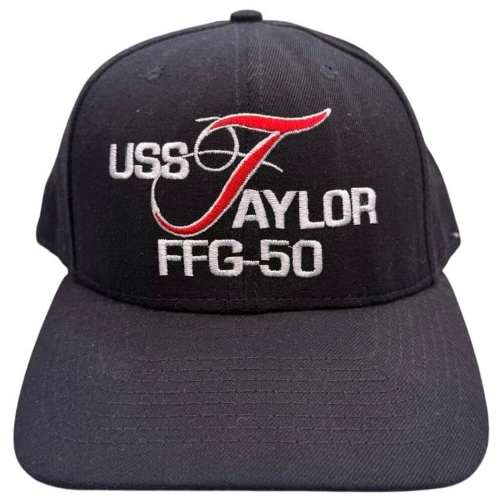 Vtg The Corps USS Taylor FFG 50 Snapback Hat Made in USA Green Underbrim Navy
